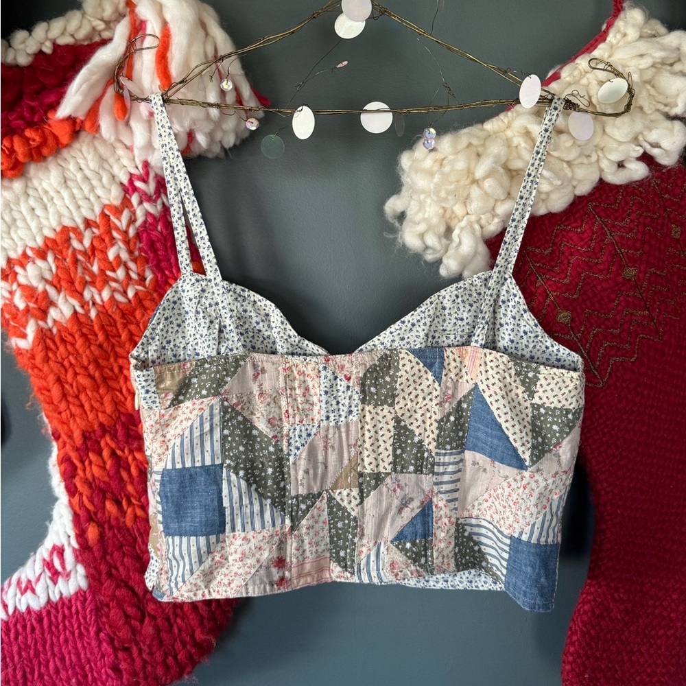 Polo Ralph Lauren quilted floral patchwork 100% cotton corset bustier - Picture 6 of 16
